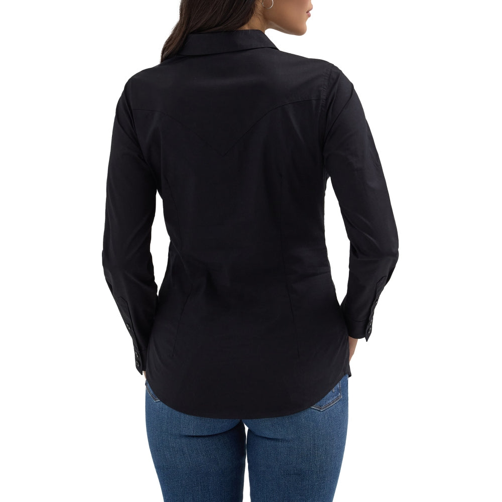 Wrangler Womens Black Button Down Shirt - 112358012