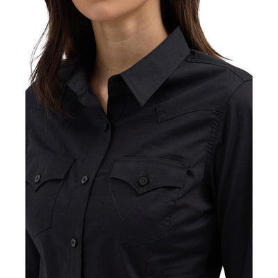 Wrangler Womens Black Button Down Shirt - 112358012