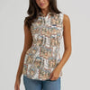 Wrangler Womens Bold Print Western Snap Shirt Cream - 112379518