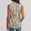 Wrangler Womens Bold Print Western Snap Shirt Cream - 112379518