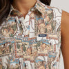 Wrangler Womens Bold Print Western Snap Shirt Cream - 112379518