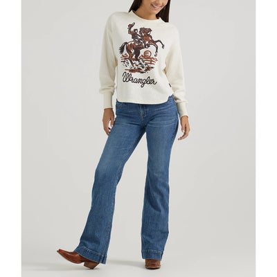 Wrangler Womens Bucking Cowboy Waffle Thermal T-Shirt