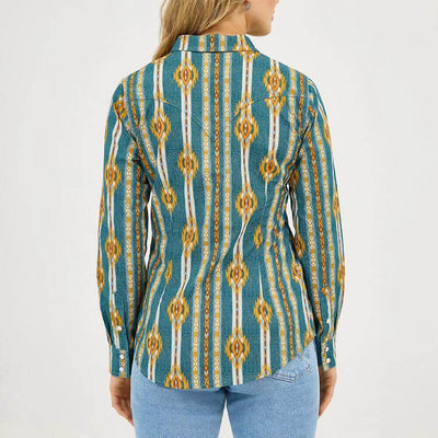 Wrangler Womens Checotah Western Shirt Bold Blue - 112371688