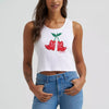 Wrangler Womens Cherry Boots Graphic Ribbed Tank Top Bright White - 112375858