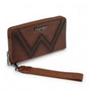 Wrangler Womens Chevron Stitch Zip Around Wristlet Wallet Brown - WG480-W006BR