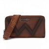 Wrangler Womens Chevron Stitch Zip Around Wristlet Wallet Brown - WG480-W006BR