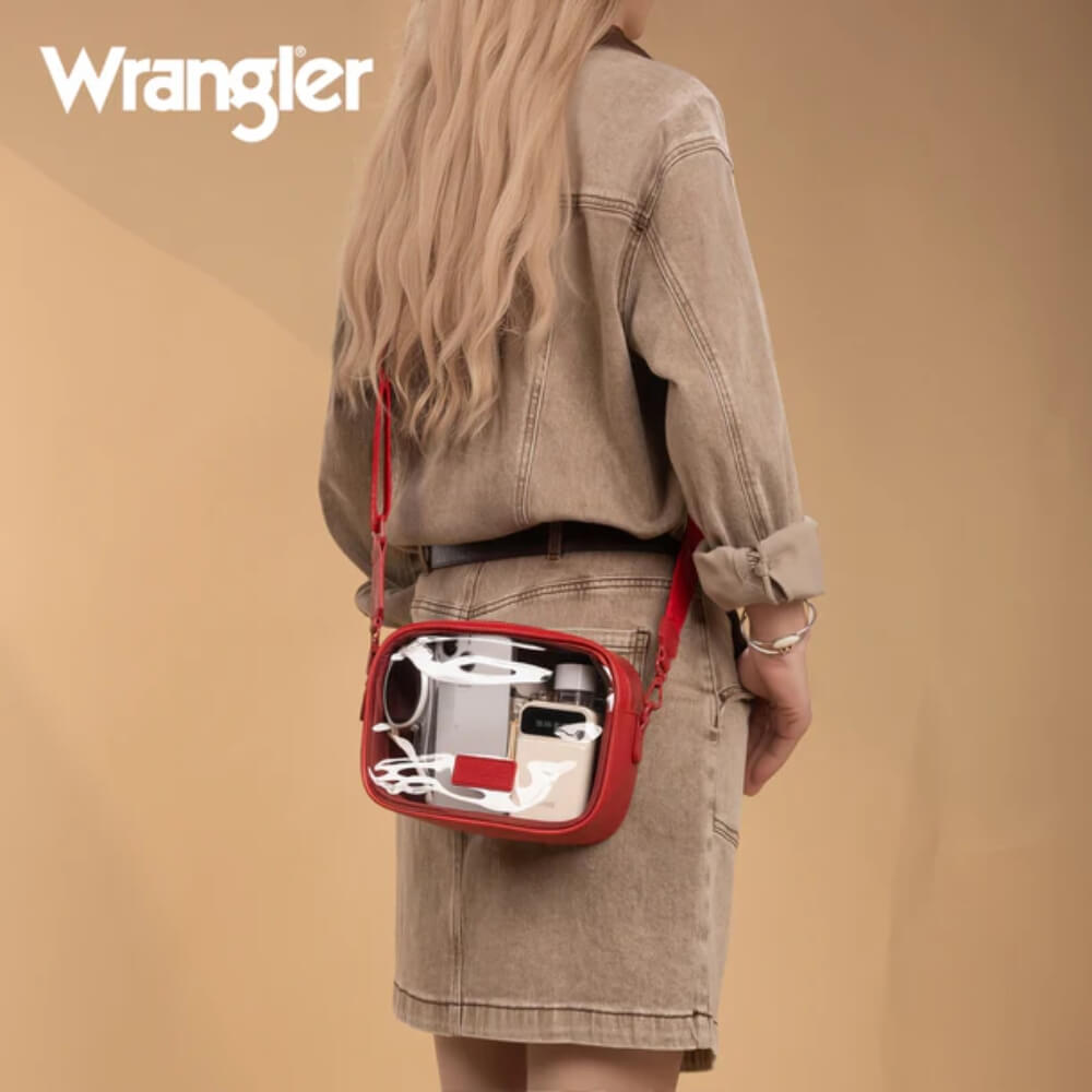 Wrangler Womens Clear Crossbody Bag/Stadium Bag Red - WG229-603RD