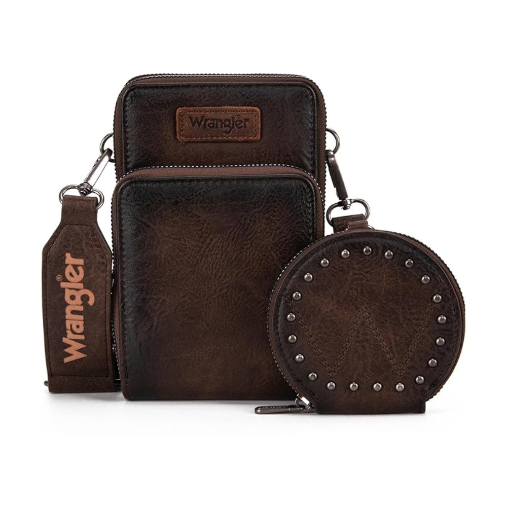 Wrangler Womens Coffee Phone Wallet Crossbody With Coin Pouch