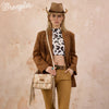 Wrangler Womens Cow Print Fringe Crossbody Bag Tan - WG444-1818TN