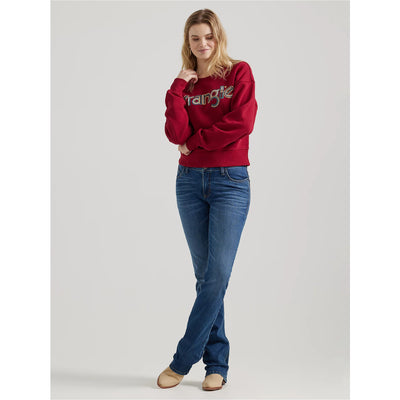 Wrangler Womens Crochet Print Logo Pullover Sweatshirt