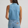 Wrangler Womens Denim Sleeveless Tie Front Shirt