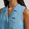 Wrangler Womens Denim Sleeveless Tie Front Shirt