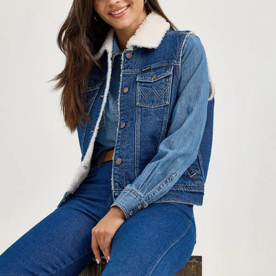 Wrangler Womens Denim Vest Mid - 112368298