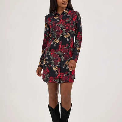 Wrangler Womens Floral Western Snap Dress