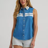 Wrangler Womens Embellished Denim Snap Shirt