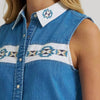 Wrangler Womens Embellished Denim Snap Shirt