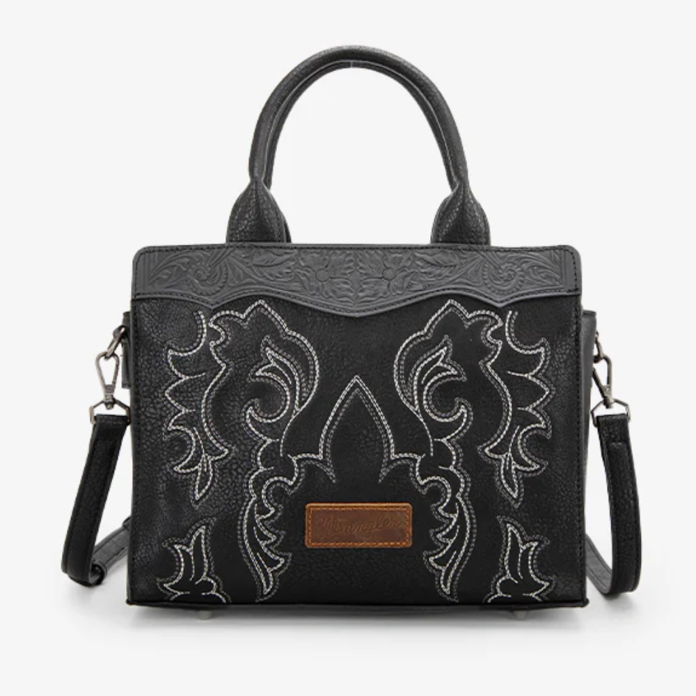 Wrangler Womens Embroidered Bootstitch Crossbody Bag Black - WG145G-9250BK