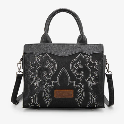 Wrangler Womens Embroidered Bootstitch Crossbody Bag Black - WG145G-9250BK