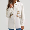 Wrangler Womens Embroidered Boyfriend Western Denim Shirt - 112375070