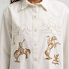 Wrangler Womens Embroidered Boyfriend Western Denim Shirt - 112375070