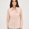 Wrangler Womens Embroidered Collar Slim Western Shirt Pink - 112372603