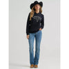 Wrangler Womens Embroidered Steer Head Graphic Hoodie Black - 112380251
