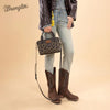Wrangler Womens Embroidered Swirl Mini Satchel/ Crossbody Black - WG337-2003BK
