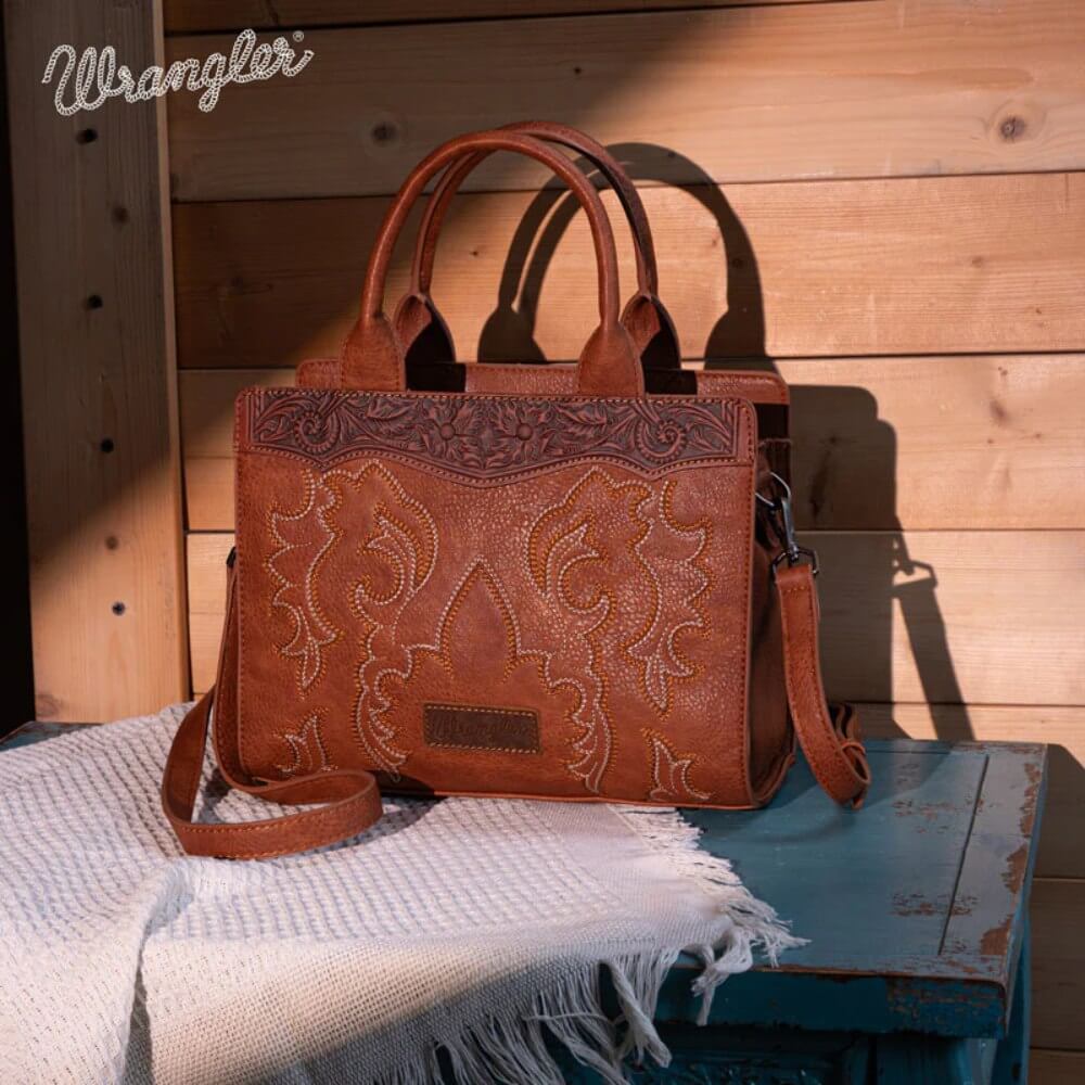 Wrangler Womens Embroidered Tote/Crossbody Bag