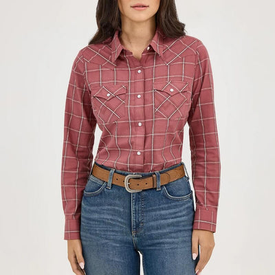 Wrangler Womens Essential Plaid Western Shirt Dusk Wine - 112371683