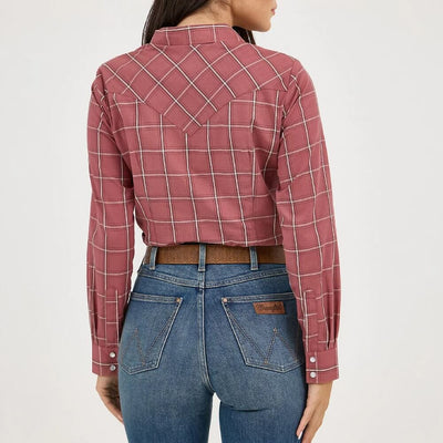 Wrangler Womens Essential Plaid Western Shirt Dusk Wine - 112371683