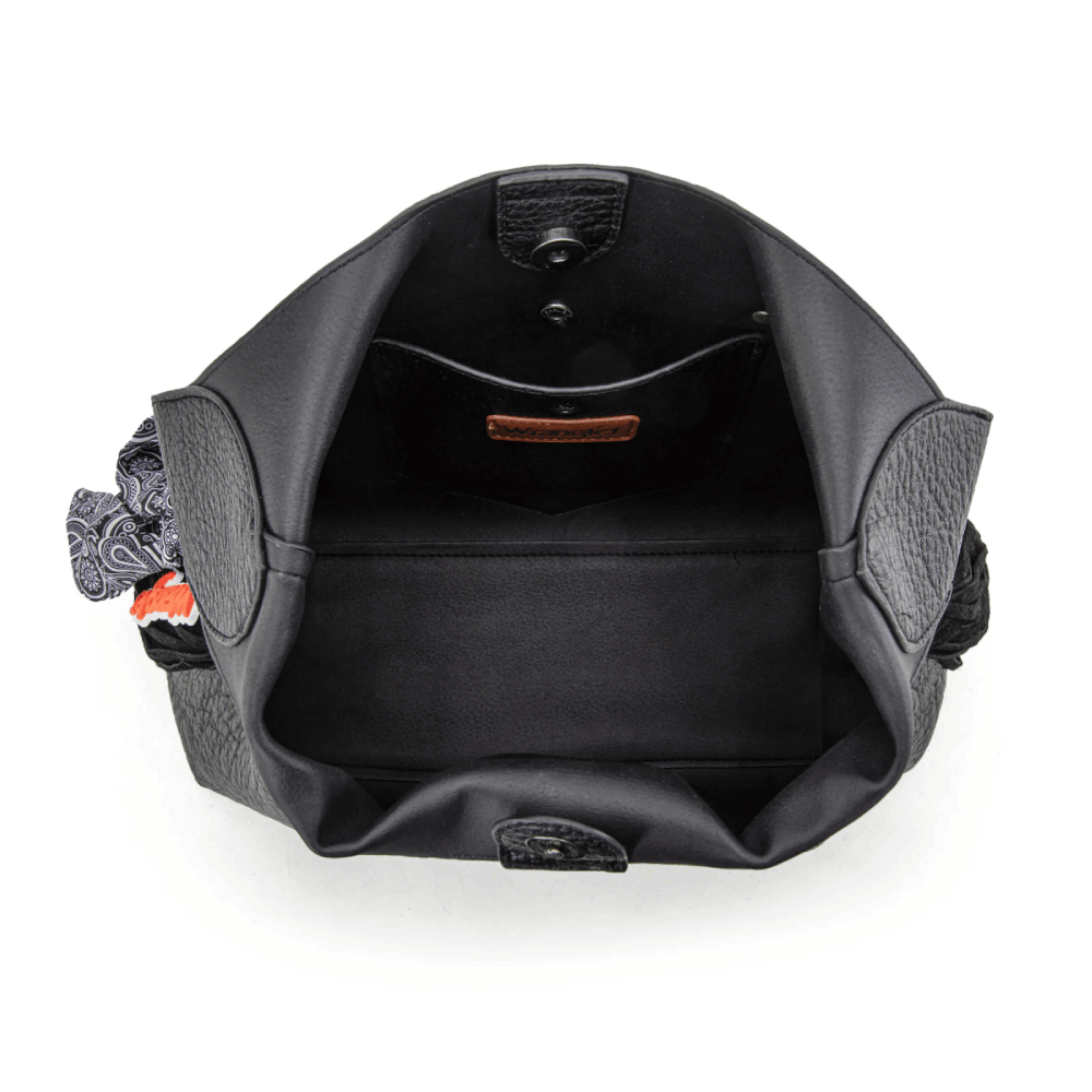 Wrangler Womens Fringe Floral Tooled Hobo Bag Black