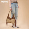 Wrangler Womens Fringe Floral Tooled Hobo Bag Brown/Tan - WG265-3027BR-TN