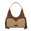Wrangler Womens Fringe Floral Tooled Hobo Bag Brown/Tan - WG265-3027BR-TN
