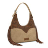 Wrangler Womens Fringe Floral Tooled Hobo Bag Brown/Tan - WG265-3027BR-TN