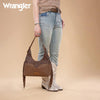 Wrangler Womens Fringe Floral Tooled Hobo Bag Coffee - WG265-3027CF