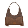 Wrangler Womens Fringe Floral Tooled Hobo Bag Coffee - WG265-3027CF