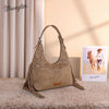 Wrangler Womens Fringe Floral Tooled Hobo Bag Khaki - WG265-3027KH