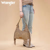 Wrangler Womens Fringe Floral Tooled Hobo Bag Khaki - WG265-3027KH