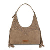 Wrangler Womens Fringe Floral Tooled Hobo Bag Khaki - WG265-3027KH