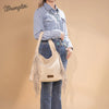 Wrangler Womens Fringe Studded Hobo Bag Beige - WG244-9182BG