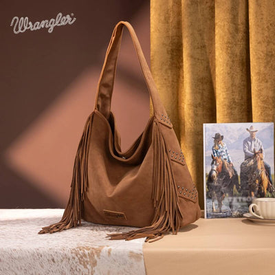 Wrangler Womens Fringe Studded Hobo Bag