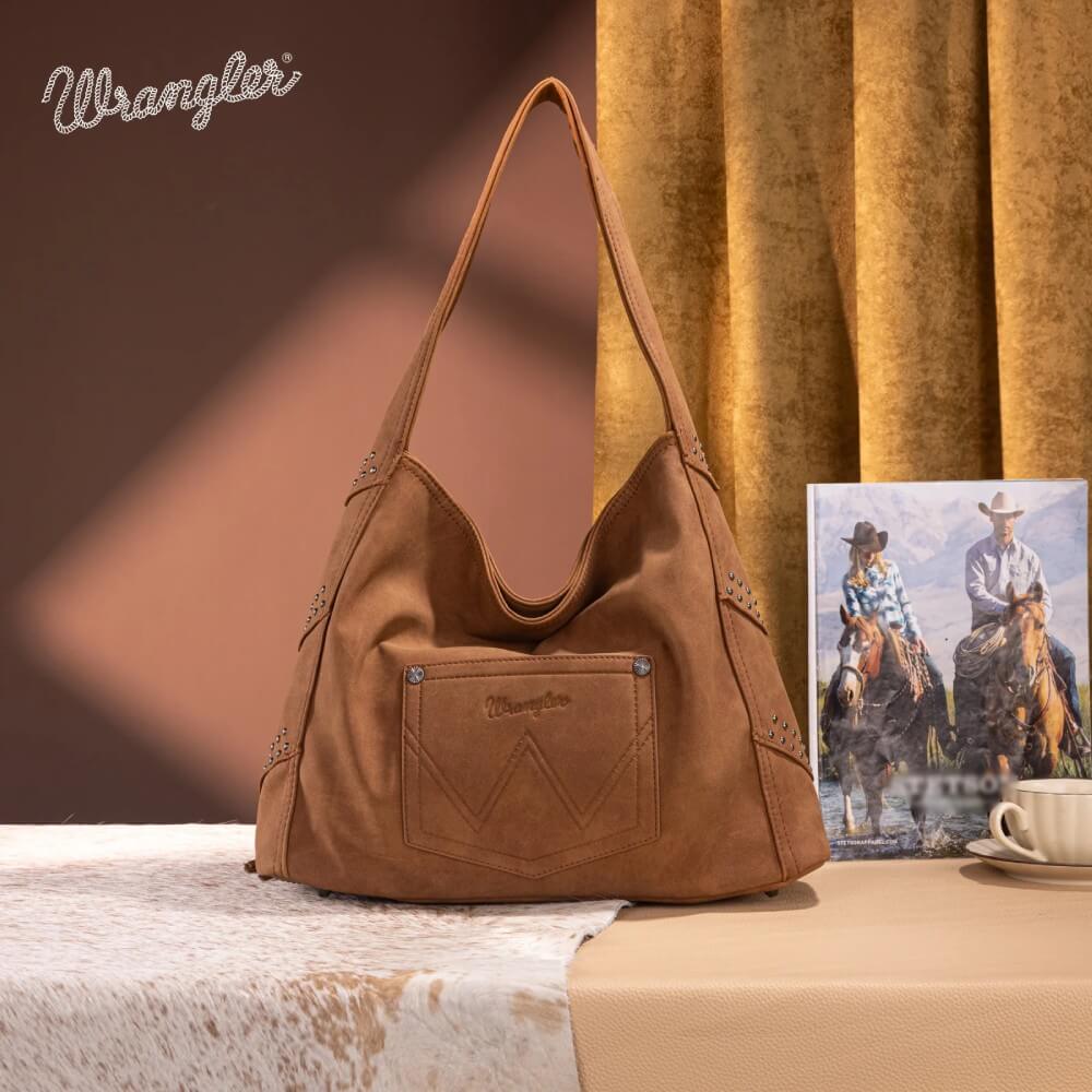 Wrangler Womens Fringe Studded Hobo Bag