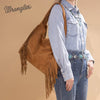 Wrangler Womens Fringe Studded Hobo Bag Brown - WG244-9182BR