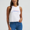 Wrangler Womens Graphic Festival Crop Tank Top Bright White - 112375868