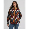 Wrangler Womens Hay Away Big Sky Sherpa Snap Jacket Brown - 112382669