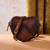 Wrangler Womens Heart Shaped Chevron Stitch Crossbody Bag Brown - WG480-520BR