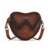 Wrangler Womens Heart Shaped Chevron Stitch Crossbody Bag Brown - WG480-520BR