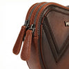 Wrangler Womens Heart Shaped Chevron Stitch Crossbody Bag Brown - WG480-520BR