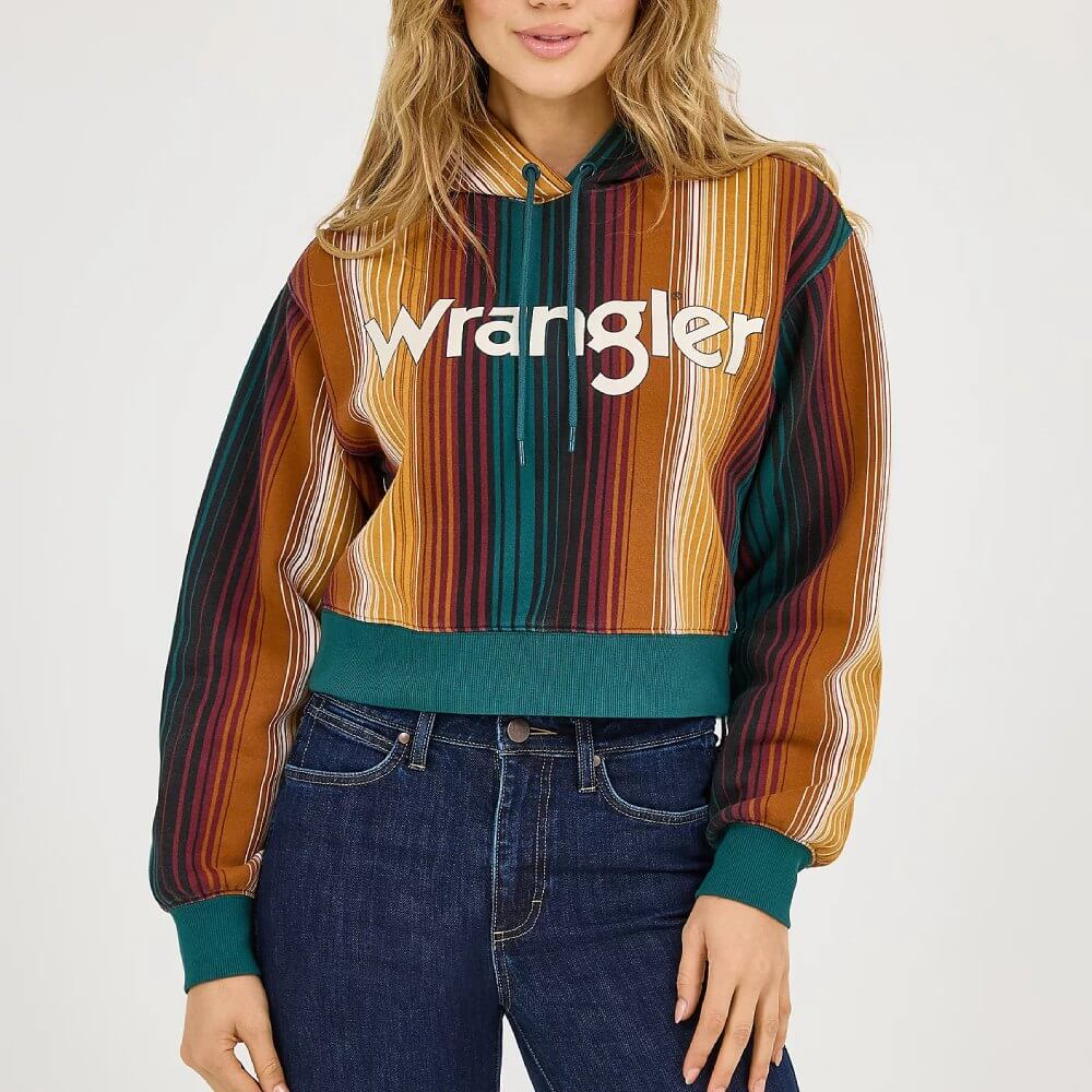 Wrangler Womens Striped Serape Cropped Hoodie