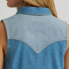 Wrangler Womens Horseshoe Sleeveless Denim Snap Shirt Blue - 112379512